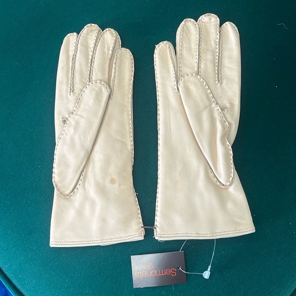 🦐 Sermoneta Nappa Cashmere Leather Gloves 7 1/2 - Picture 3 of 5